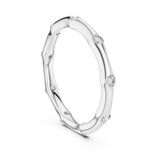 Bezel Station Moissanite Band in white 925 sterling silver, view 1