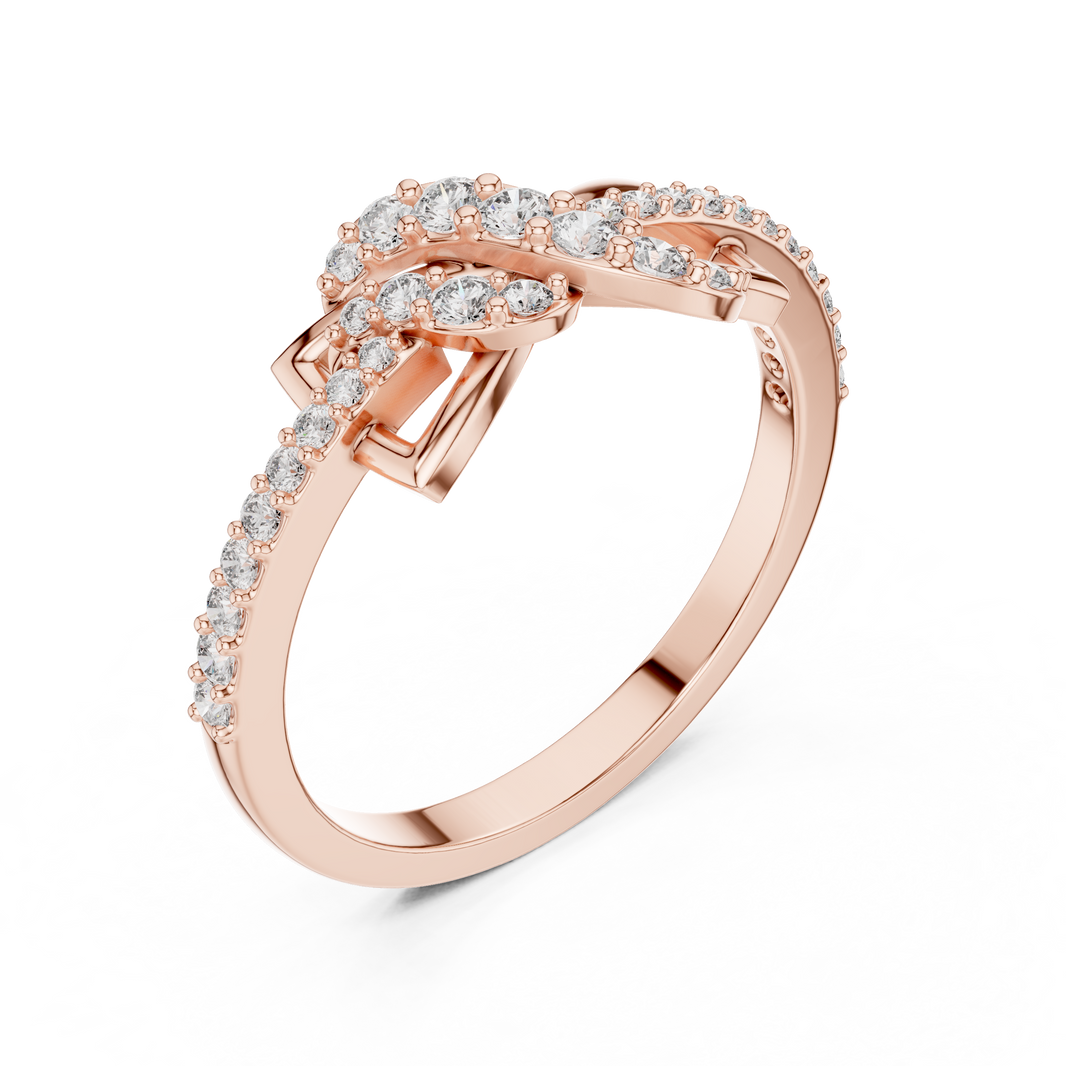 Infinity Bow Pavé Moissanite Ring in rose 925 sterling silver, view 2