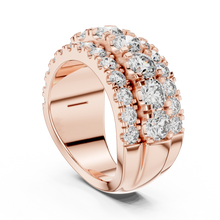 Wide Three Row Moissanite Statement Band in rose 925 sterling silver, view 1