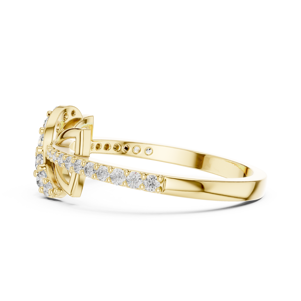 Infinity Bow Pavé Moissanite Ring in yellow 925 sterling silver, view 3