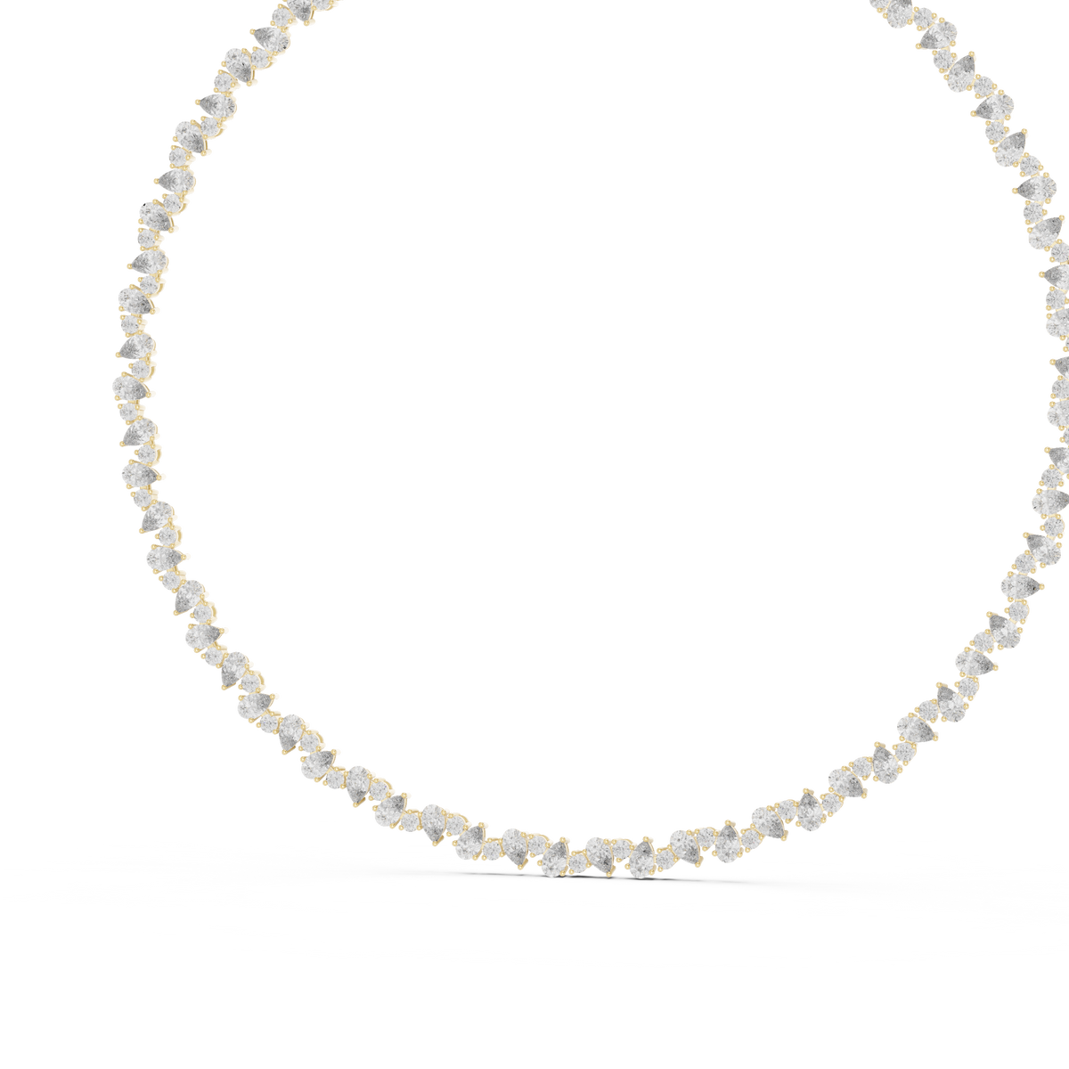 Pear and Round Tennis Necklace in yellow 925 sterling silver, view 2