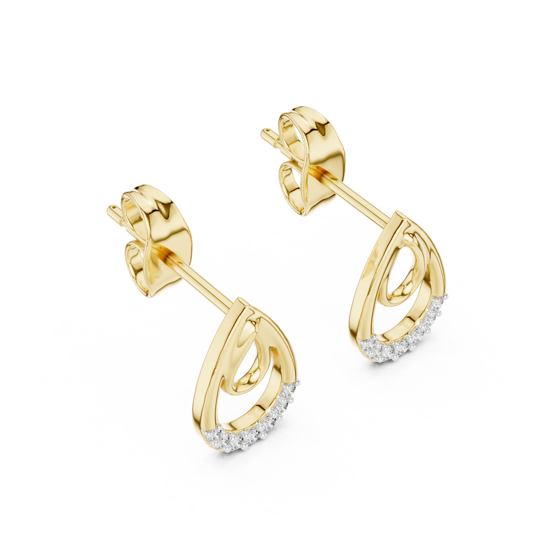 Moissanite Double Teardrop Stud Earrings in yellow 925 sterling silver, view 2