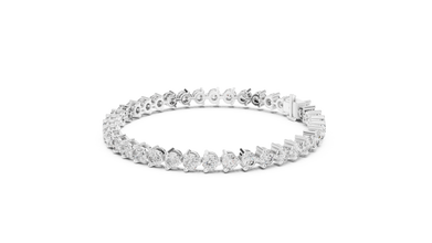 Three Prong Round Moissanite Tennis Bracelet in white 925 sterling silver, view 2