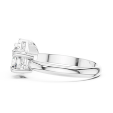 Pear Halo and Round Toi et Moi Moissanite Ring in white 925 sterling silver, view 3