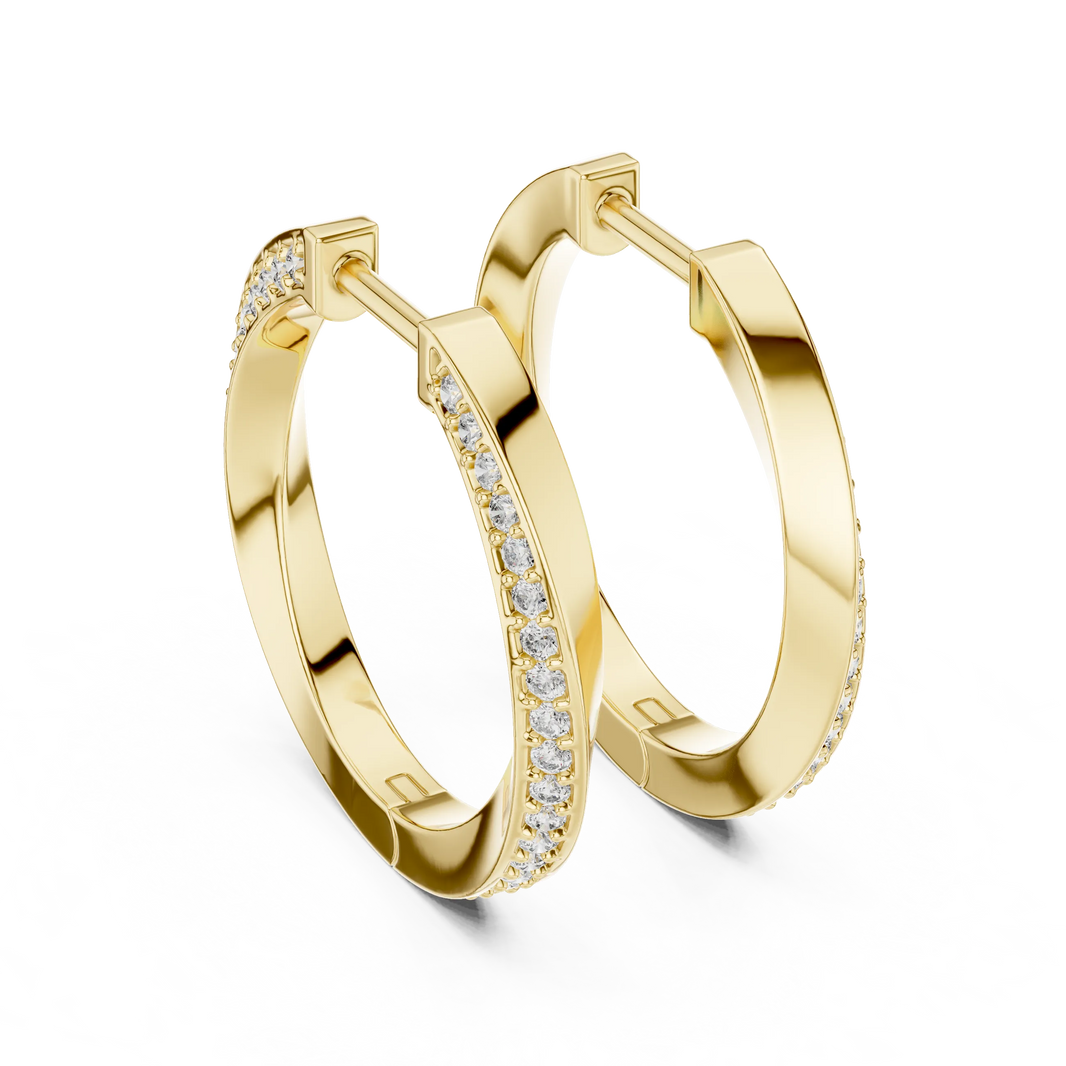 Moissanite twisted pave hoop earrings in yellow 925 sterling silver, bold, view 3