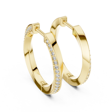 Moissanite twisted pave hoop earrings in yellow 925 sterling silver, bold, view 3