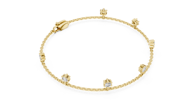 Dangling Round Moissanite Charm Chain Bracelet in yellow 925 sterling silver, view 3