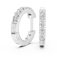 Moissanite pave huggie hoop earrings in white 925 sterling silver, view 1