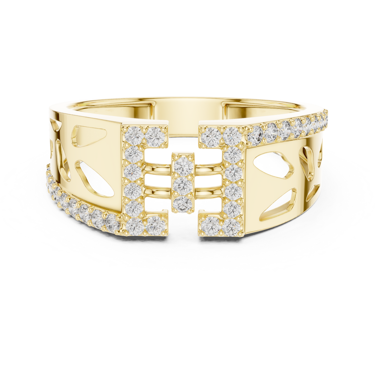 Geometric Bracket Pavé Openwork Moissanite Band in yellow 925 sterling silver, view 4