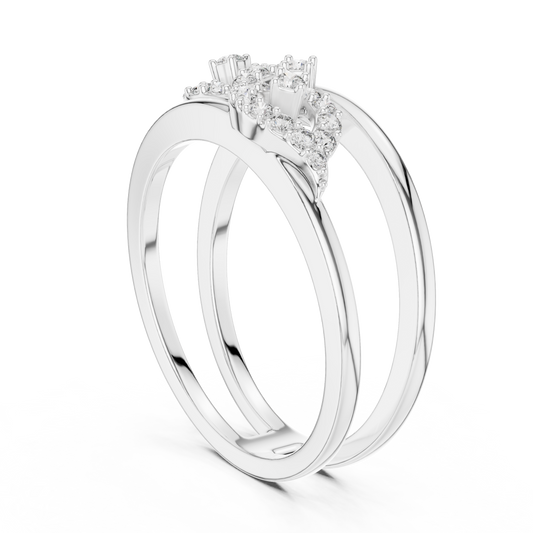 Pavé Infinity Loop Double Band Moissanite Ring in white 925 sterling silver, view 1