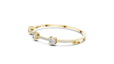 Three Stone Moissanite Bangle in yellow 925 sterling silver, view 2