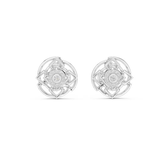 Moissanite Knot Halo Stud Earrings in white 925 sterling silver, view 4