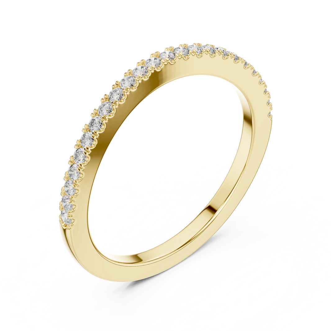 Round Moissanite Pavé Half Eternity Band in yellow 925 sterling silver, view 2