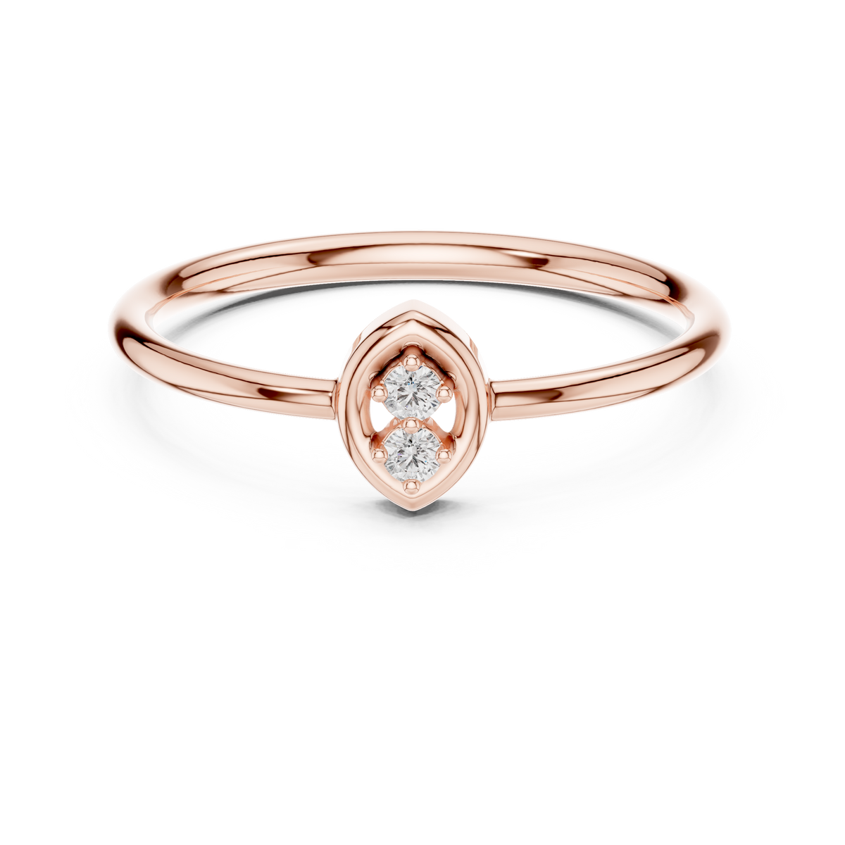 Duo Marquise Frame Moissanite Ring in rose 925 sterling silver, view 4