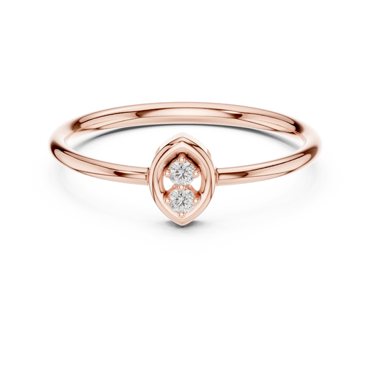 Duo Marquise Frame Moissanite Ring in rose 925 sterling silver, view 4