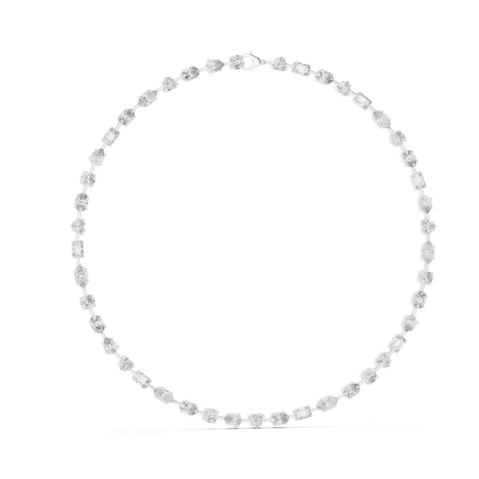 Mixed Shape Tennis Necklace in white 925 sterling silver, view 1