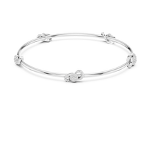 Petite Cluster Station Moissanite Bangle in white 925 sterling silver, view 1