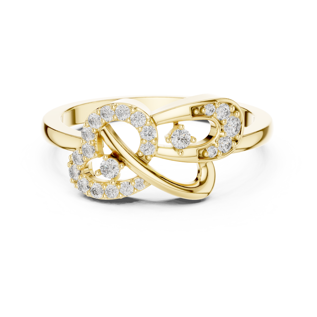 Infinity Loop Moissanite Ring with Collet Accents in yellow 925 sterling silver, view 4