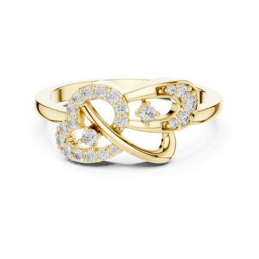 Infinity Loop Moissanite Ring with Collet Accents in yellow 925 sterling silver, view 4