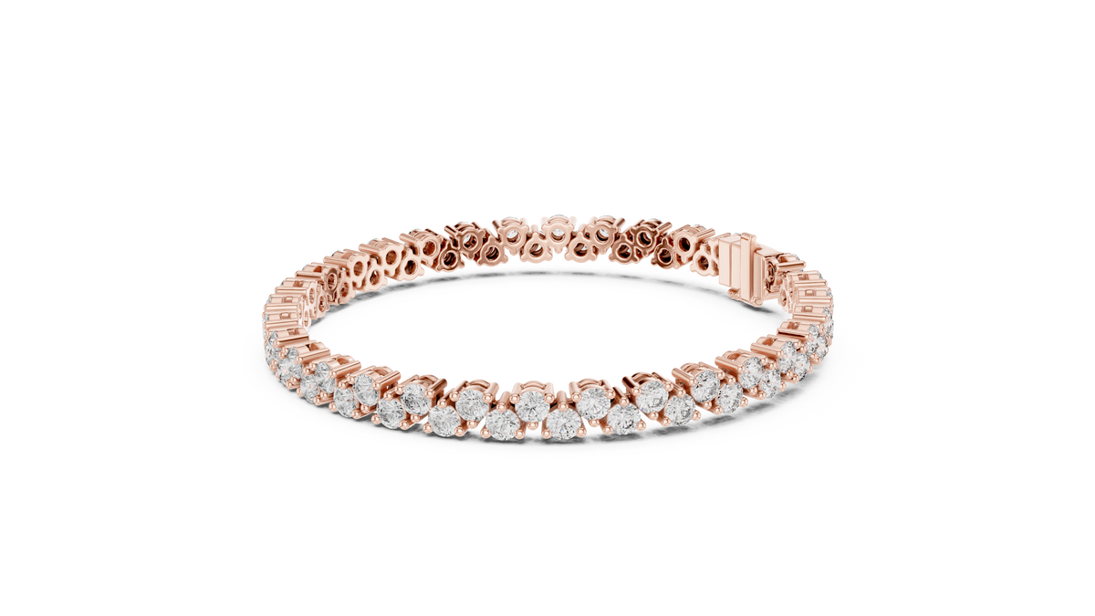 Round Moissanite Loop Link Tennis Bracelet in rose 925 sterling silver, view 2