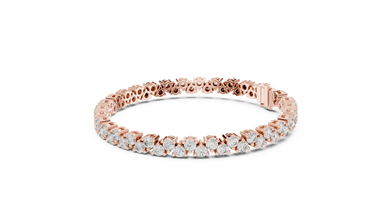 Round Moissanite Loop Link Tennis Bracelet in rose 925 sterling silver, view 2