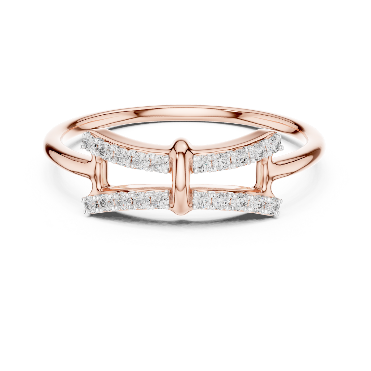 Double Bar Pavé Moissanite Ring in rose 925 sterling silver, view 4