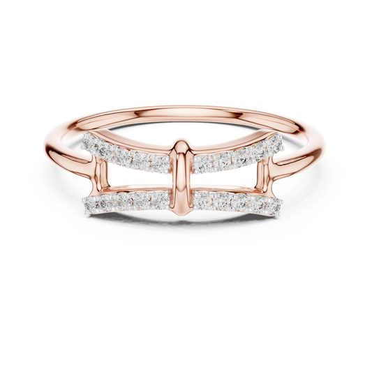 Double Bar Pavé Moissanite Ring in rose 925 sterling silver, view 4