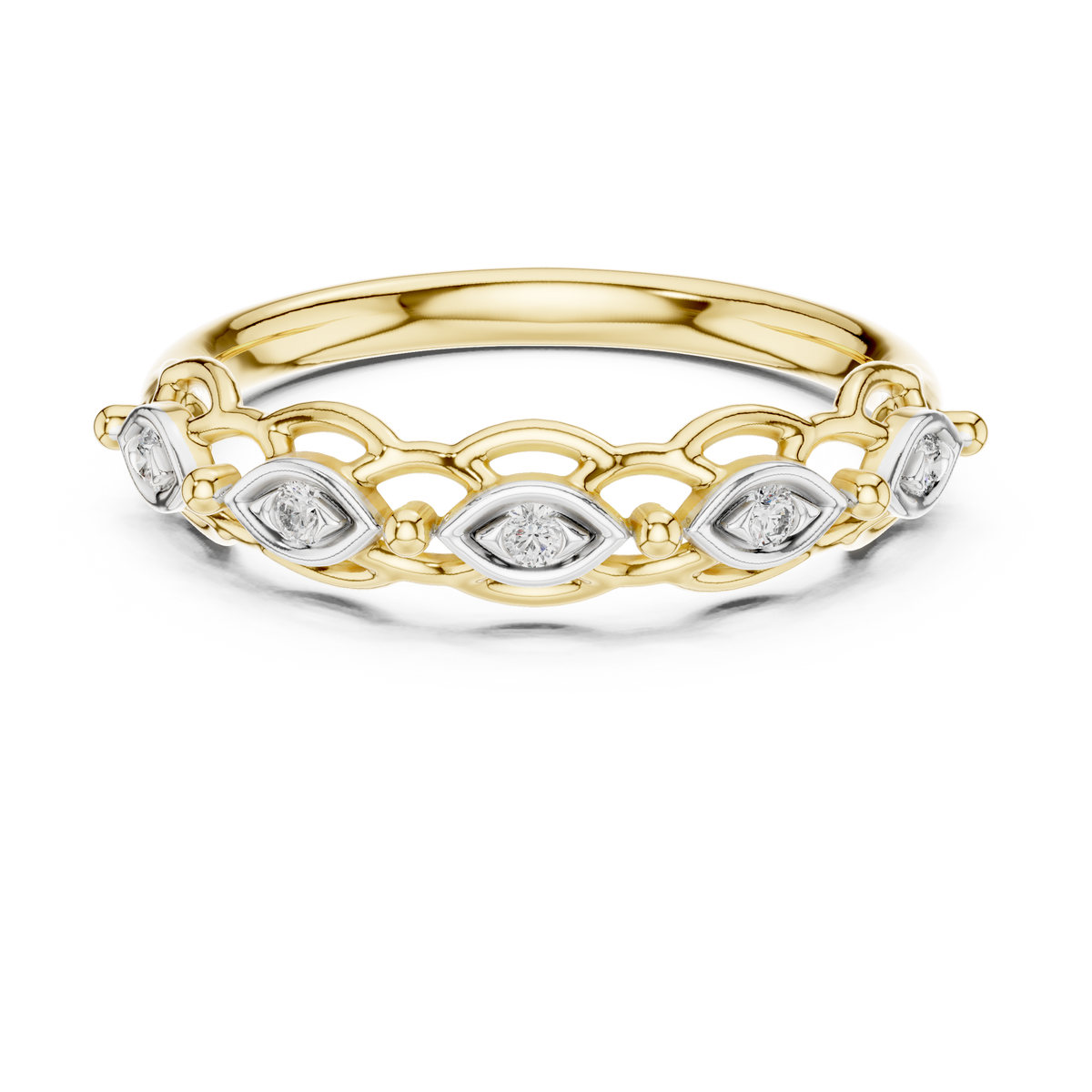 Linked Eye Moissanite Band in yellow 925 sterling silver, view 4