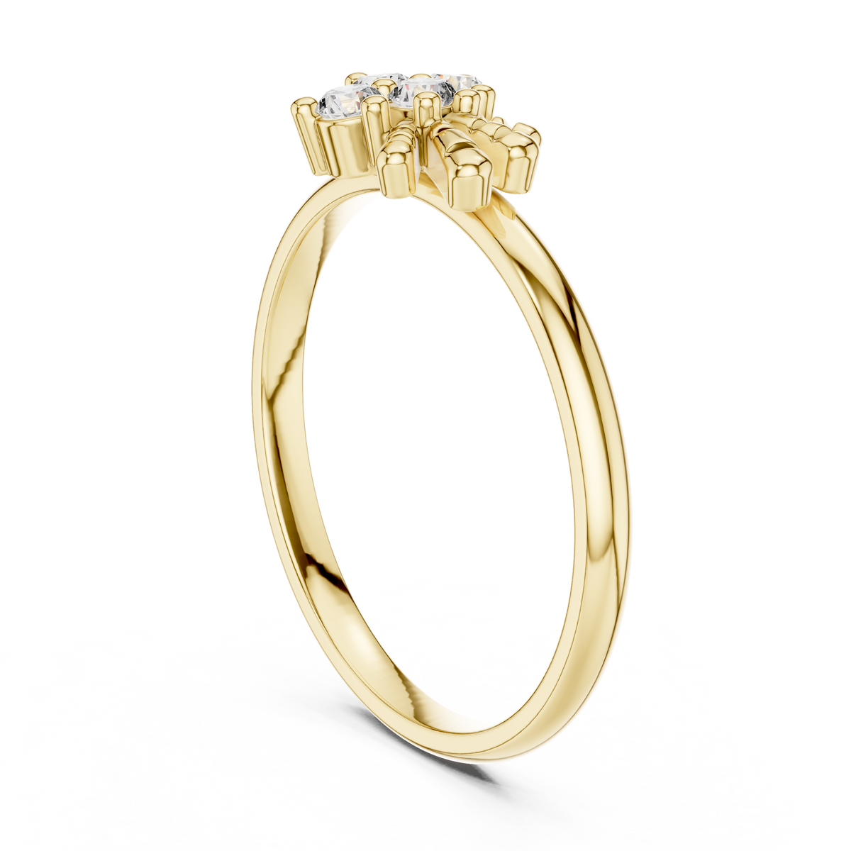 Petite Cluster Spray Moissanite Ring in yellow 925 sterling silver, view 1