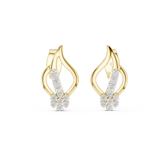 Moissanite Flame Cluster Stud Earrings in yellow 925 sterling silver, view 4