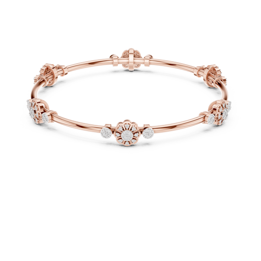 Flower Cluster Moissanite Bangle in rose 925 sterling silver, view 4