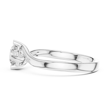 Round Solitaire Moissanite Bypass Twist Ring in white 925 sterling silver, view 3