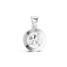 Round Halo Moissanite Pendant in white 925 sterling silver, view 4