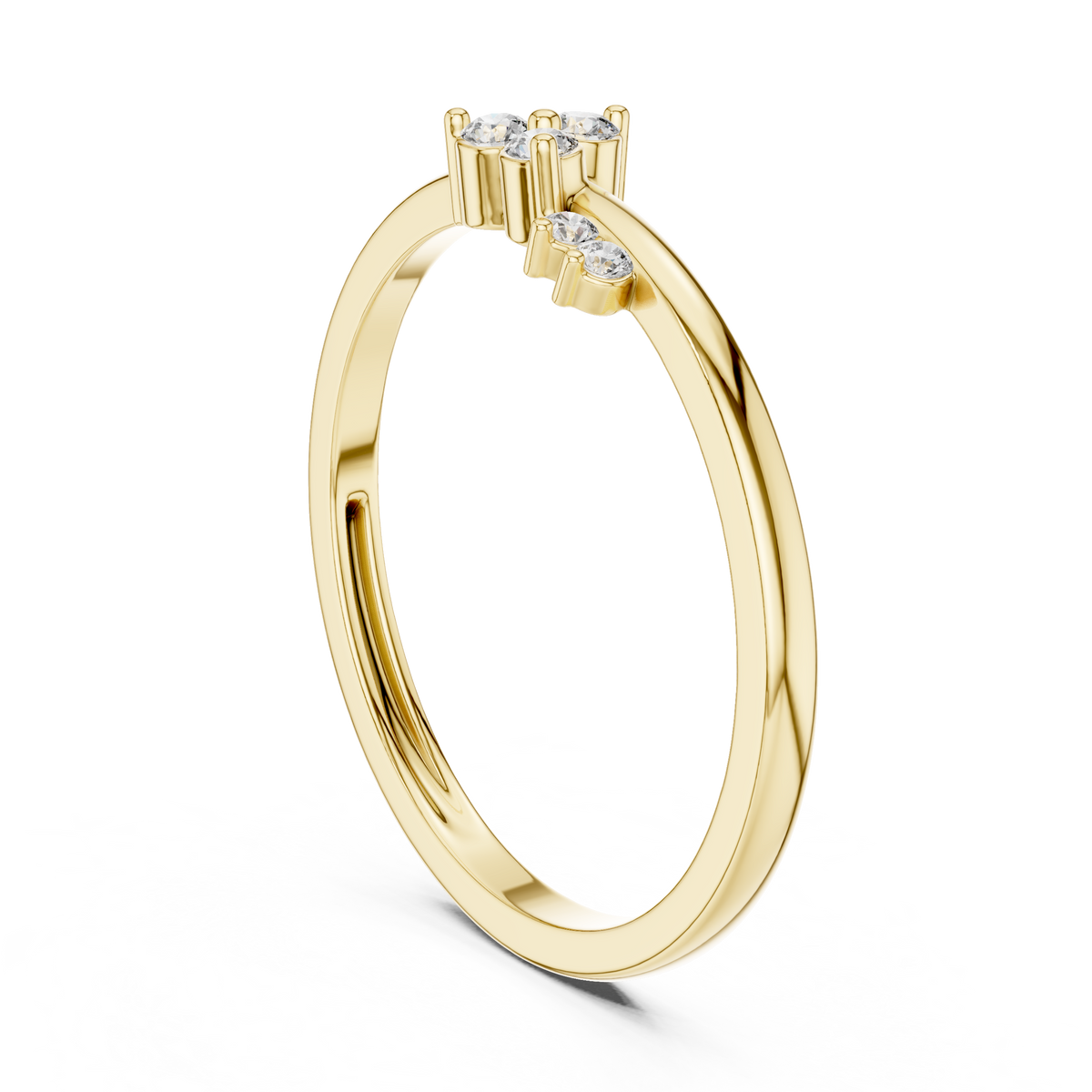 Trefoil Cluster Moissanite Ring with Side Accents in yellow 925 sterling silver, view 1