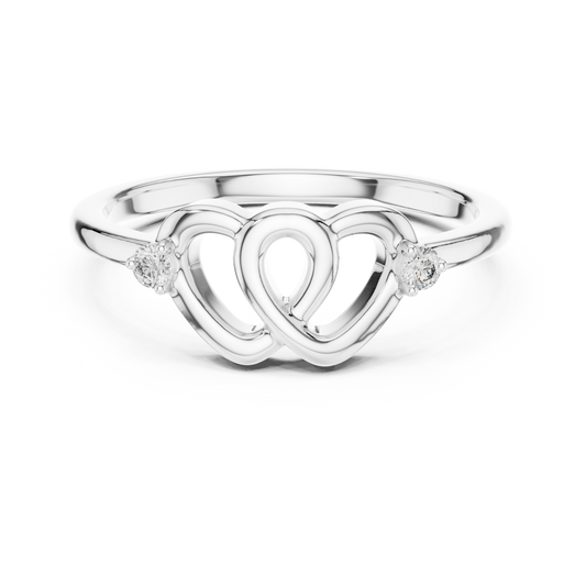 Interlocking Hearts Moissanite Ring in white 925 sterling silver, view 4