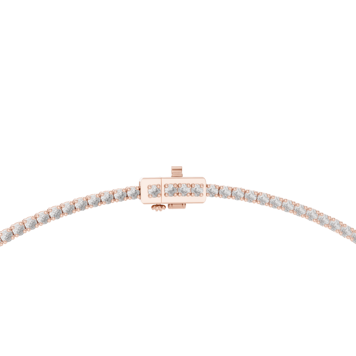 Round Tennis Necklace with Pear Drop in rose 925 sterling silver, view 4