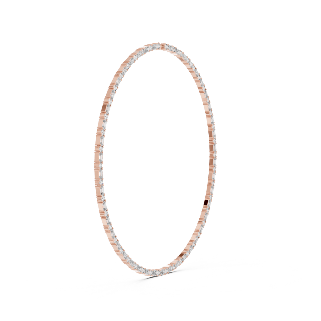 Emerald Cut and Round Tennis Necklace in rose 925 sterling silver, view 3