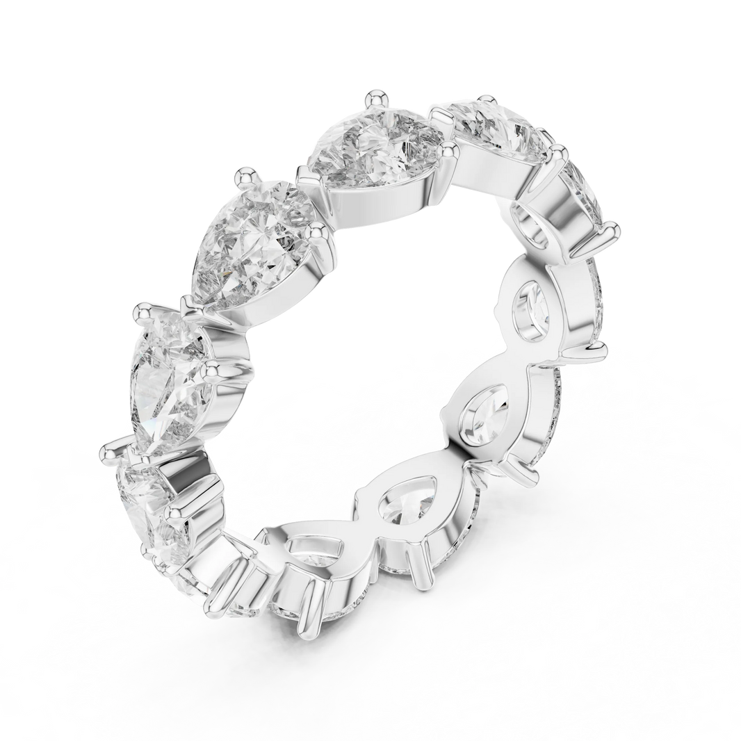 Pear Moissanite Eternity Band in white 925 sterling silver, view 2