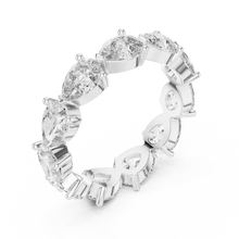 Pear Moissanite Eternity Band in white 925 sterling silver, view 2