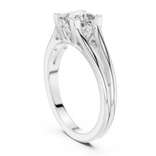 Princess Cut Solitaire Moissanite Split Shank Ring in white 925 sterling silver, view 1