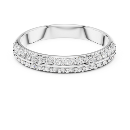 Double Row Pavé Moissanite Half Eternity Band in white 925 sterling silver, view 4
