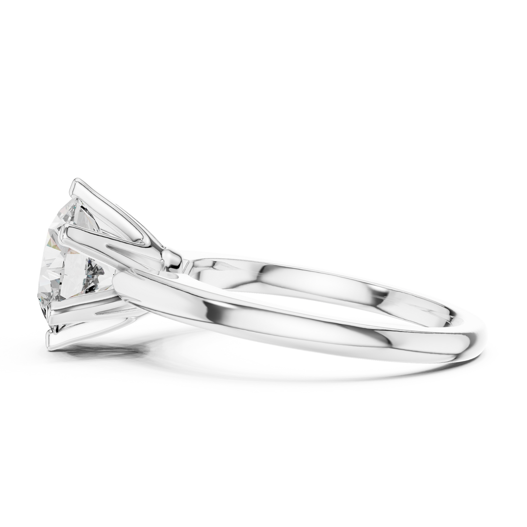 Round Six Prong Moissanite Solitaire Ring in white 925 sterling silver, view 3