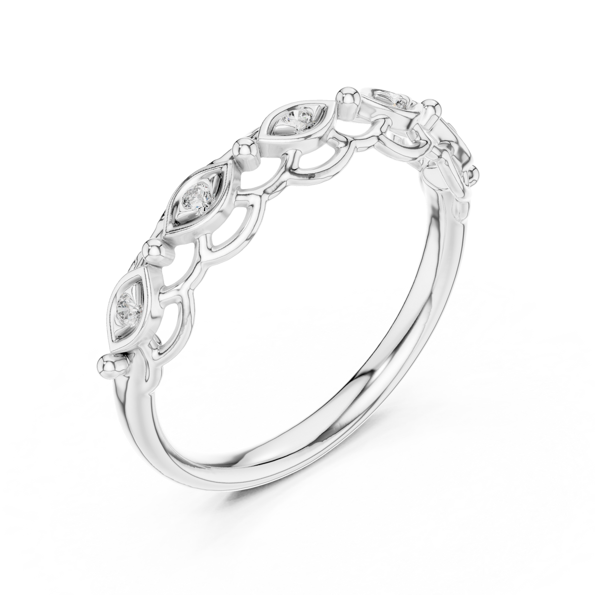 Linked Eye Moissanite Band in white 925 sterling silver, view 2