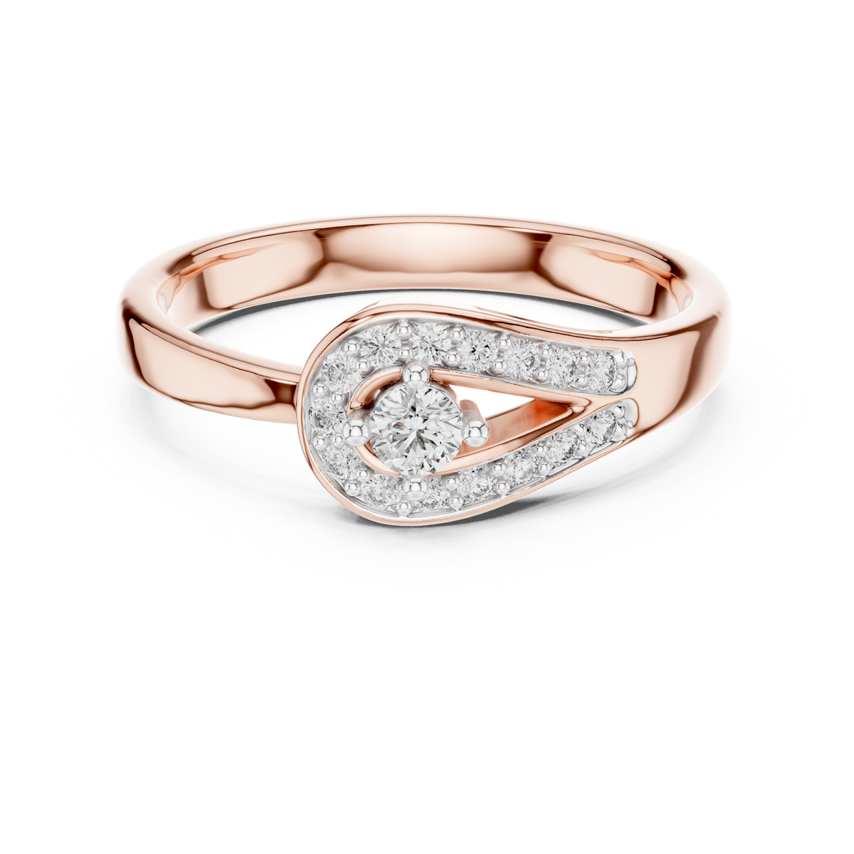 Pavé Teardrop Loop Moissanite Ring in rose 925 sterling silver, view 4