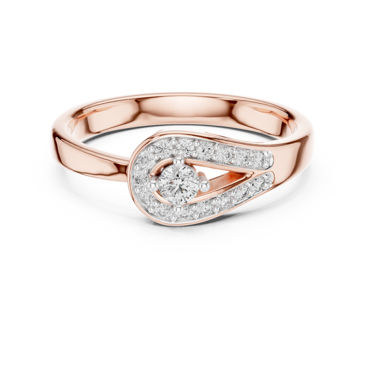 Pavé Teardrop Loop Moissanite Ring in rose 925 sterling silver, view 4