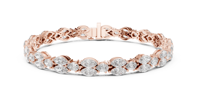 Marquise and Pear Moissanite Tennis Bracelet in rose 925 sterling silver, view 1