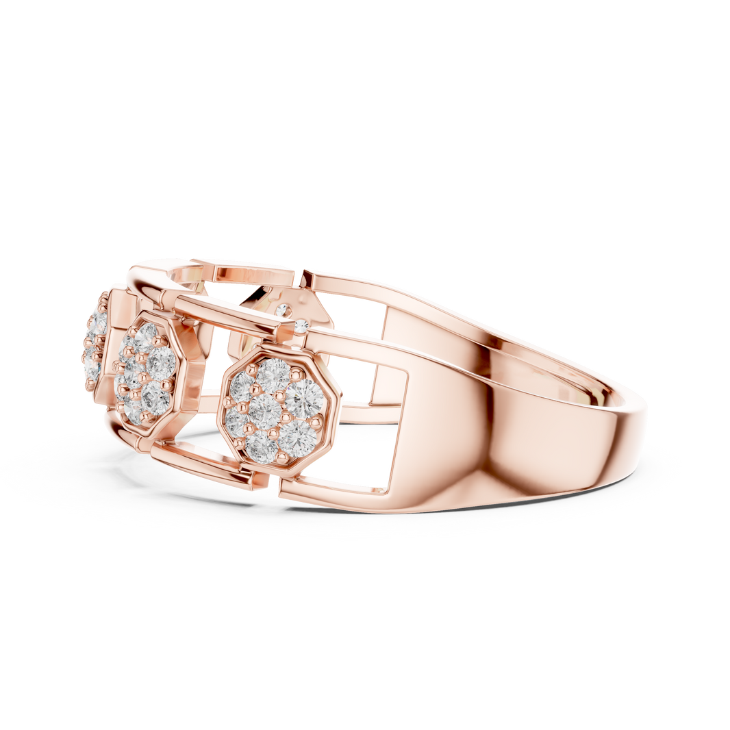 Octagon Cluster Station Moissanite Band in rose 925 sterling silver, view 3