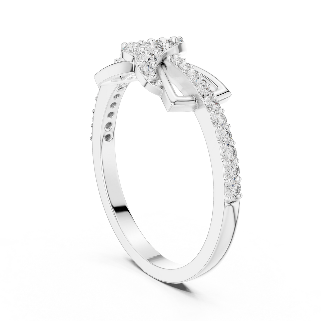 Infinity Bow Pavé Moissanite Ring in white 925 sterling silver, view 1