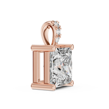 Princess Cut Solitaire Moissanite Pendant in rose 925 sterling silver, view 3