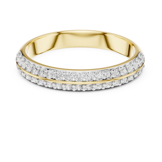 Double Row Pavé Moissanite Half Eternity Band in yellow 925 sterling silver, view 4